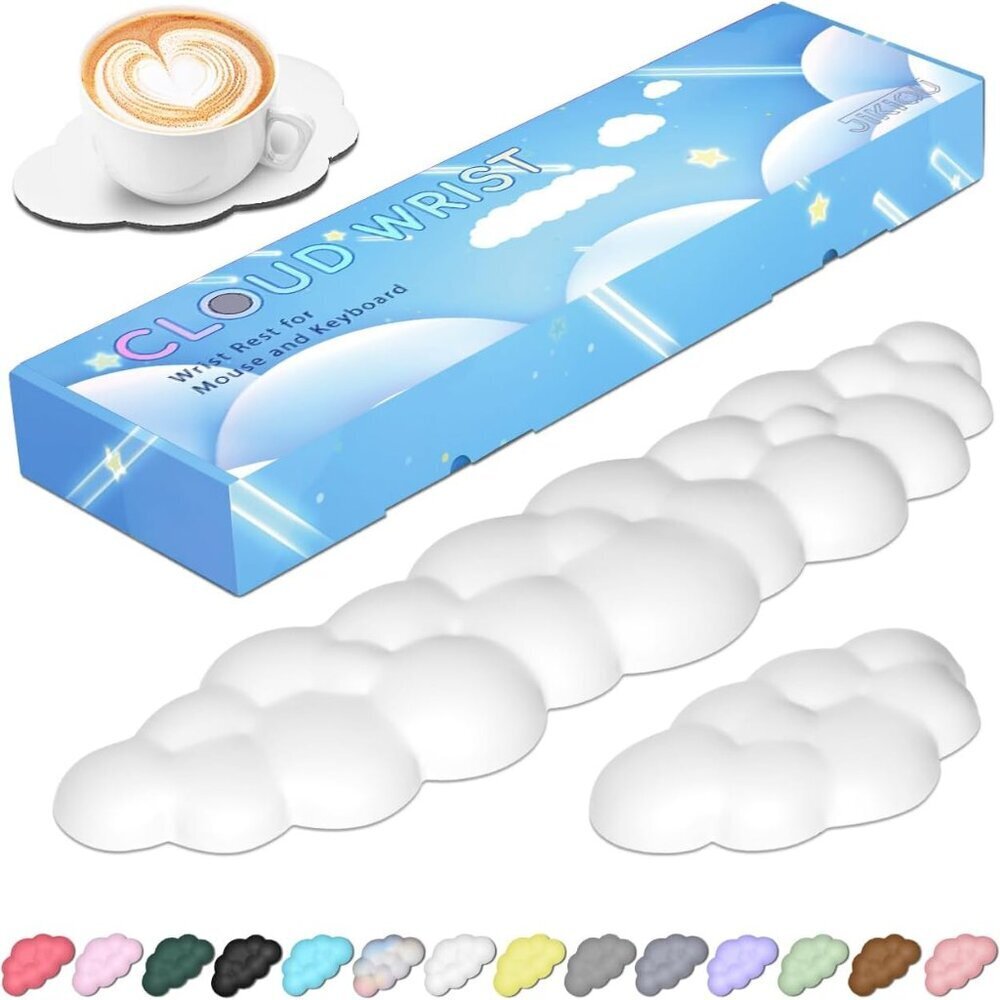 Upgrade Leather Cloud Keyboard Wrist Rest, Cloud Wrist Rest with Non-Slip PU Bas